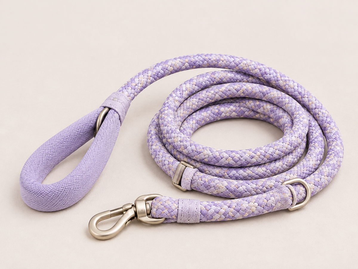 HANDS FREE DOG ROPE LEASH - SOFT LAVENDER